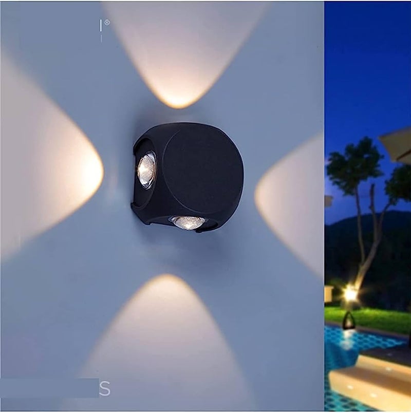 SEER Wall Lightts 12W IP65 Waterproof Wall Lamp 4 Way Fancy LED Light for Wall Up Down Left Right Wall Light Aluminum Wall Lamps Warm WhitePack of 2 - Image 2