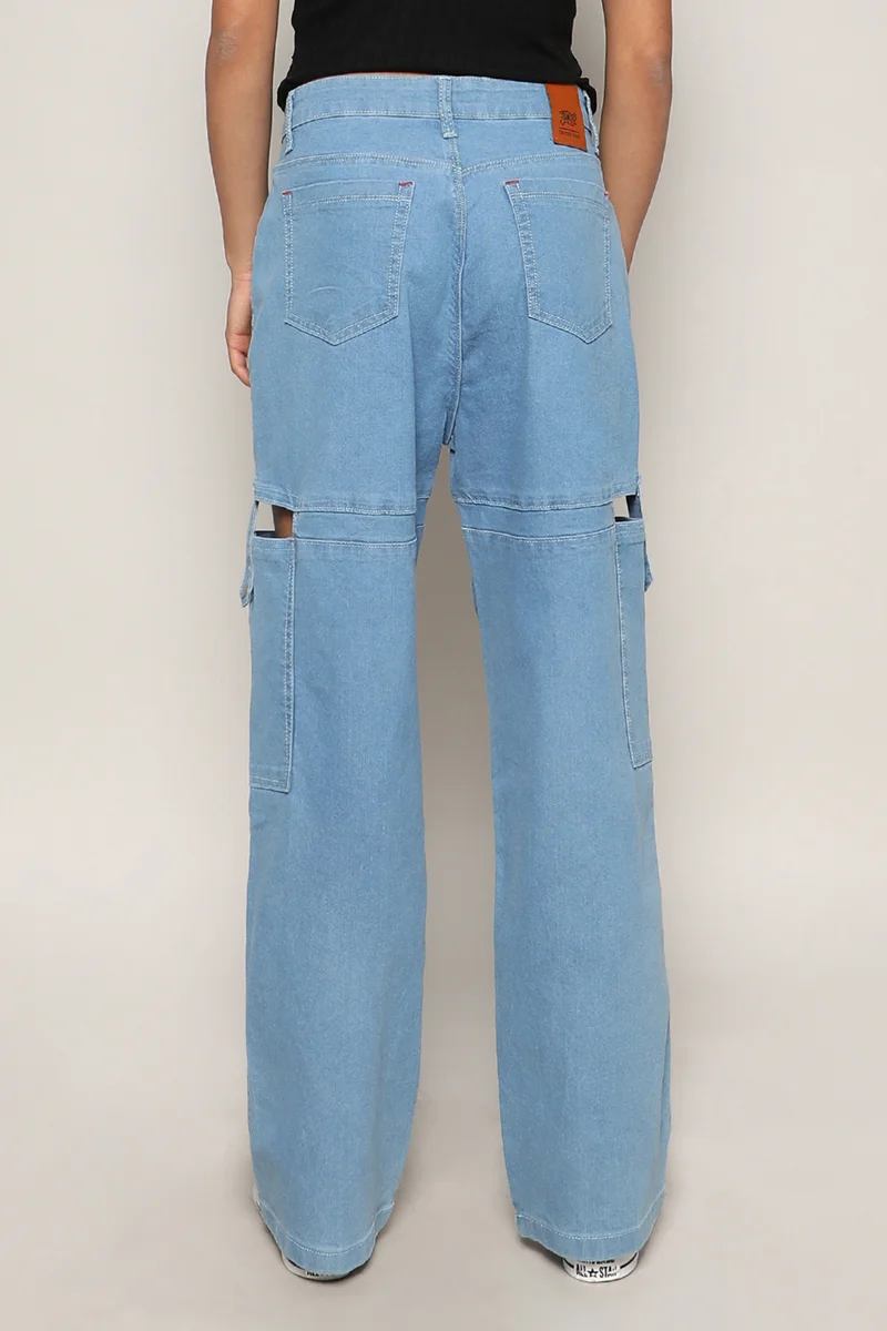 كامبوس سوترا Women's Light Blue Mid-Rise Cutout Denim Jeans