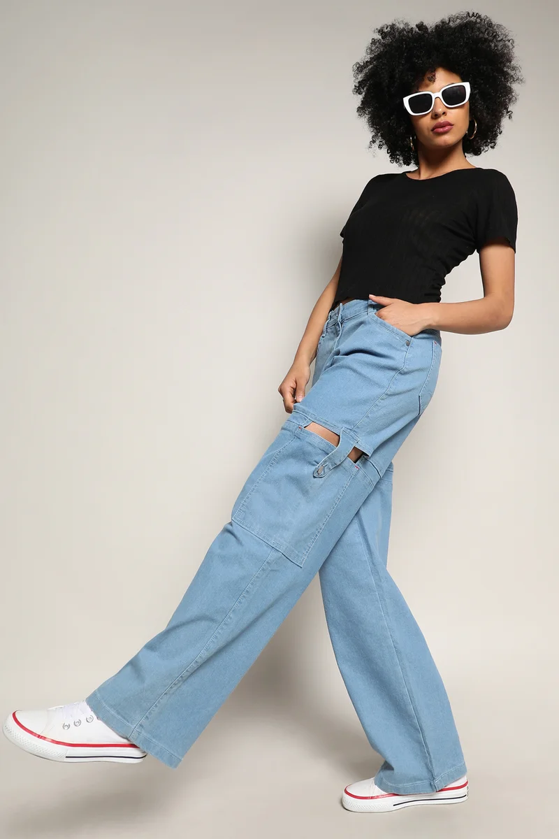 كامبوس سوترا Women's Light Blue Mid-Rise Cutout Denim Jeans