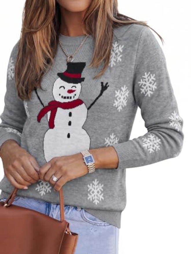 Arach&Cloz Women's Wool Blend Classic Crew Neck Casual Fall Sweater