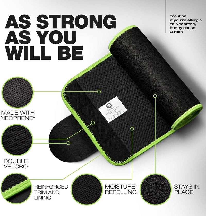 أكتيف غير حزام تقليم الخصر والتدريب الفاخر من ActiveGear للرجال والنساء - غلاف تنحيف معز�� للتعرق للبطن، مقاس قابل للتعديل - Image 2