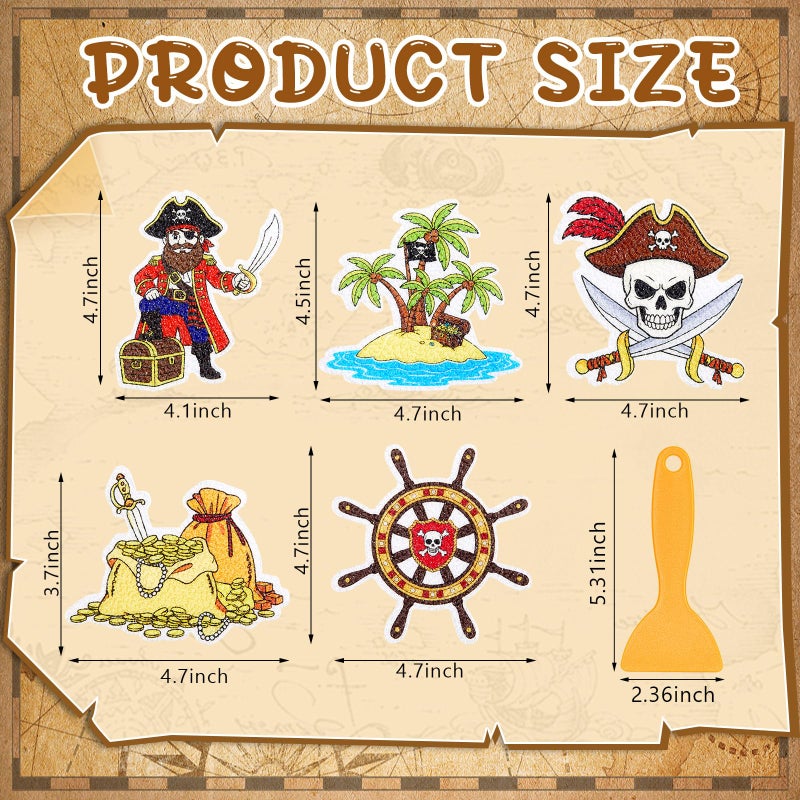 Fullhawl 30 Pcs Pirate Non Slip Bathtub Stickers Colorful Pirate Anti Slip Shower Stickers Shower Floor Nonslip Sticker Applique Adhesive Decals Treads with Scraper for Bathtub Bathroom Floor - Image 2