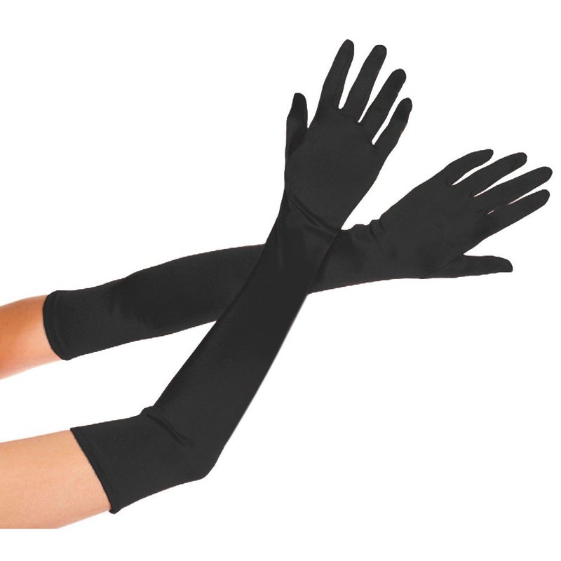 Deceny CB Deceny Satin Gloves for Women - Evening & Formal Bridal Gloves (Plus Size, Black) - Image 5