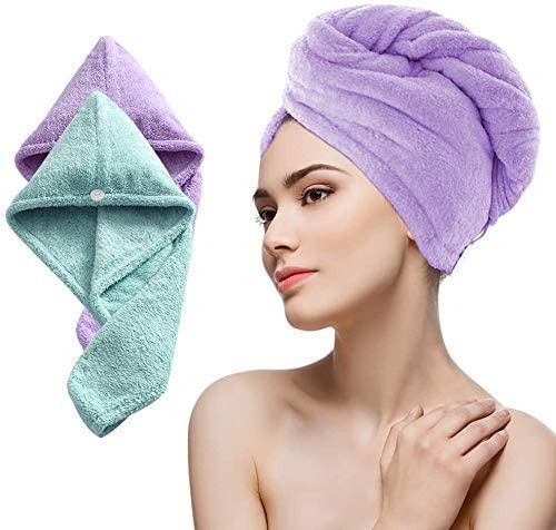 Shrux Super Quick-Drying Microfiber Bath Towel Hair Dry Cap Salon Towel - Bathroom Accessory Hair Drying Cap Towel - Magic Hair Warp Towel- Cotton Turbie Head Wrap Towel-Set of 2 Hair Bath Napkin (1) - Image 2