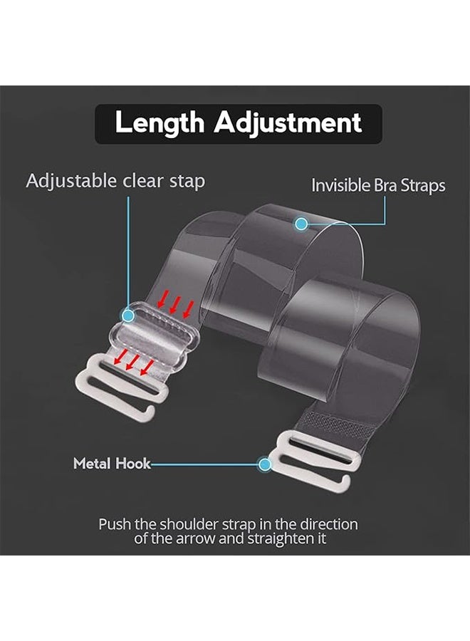 4 أزواج من حمالات الصدر الشفافة، حمالات كتف قابلة للتعديل، أقصى طول، حمالات صدر ناعمة مانعة للانزلاق - Image 3