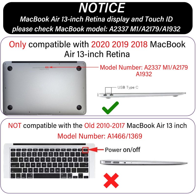 GABraden Compatible with MacBook Air 13 inch Case,2020 2019 2018 Release,(A2337 M1 A2179 A1932),with Touch ID and 2 Pack Keyboard Protectors,Laptop Plastic Hard Shellï¼ˆBlack Leopard Cheetah Patternï¼‰ - Image 5