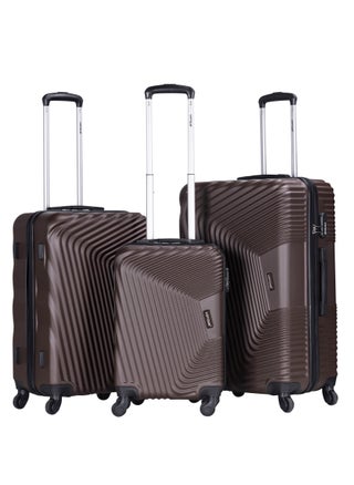 ABS Hardside 3-Piece Trolley Luggage Set, Spinner Wheels with Number Lock 20/24/28 Inches - Brown - pzsku/Z92B6714382CAEB672C59Z/45/_/1712258479/7cdab839-bcae-4a0c-a142-5665d7772c11
