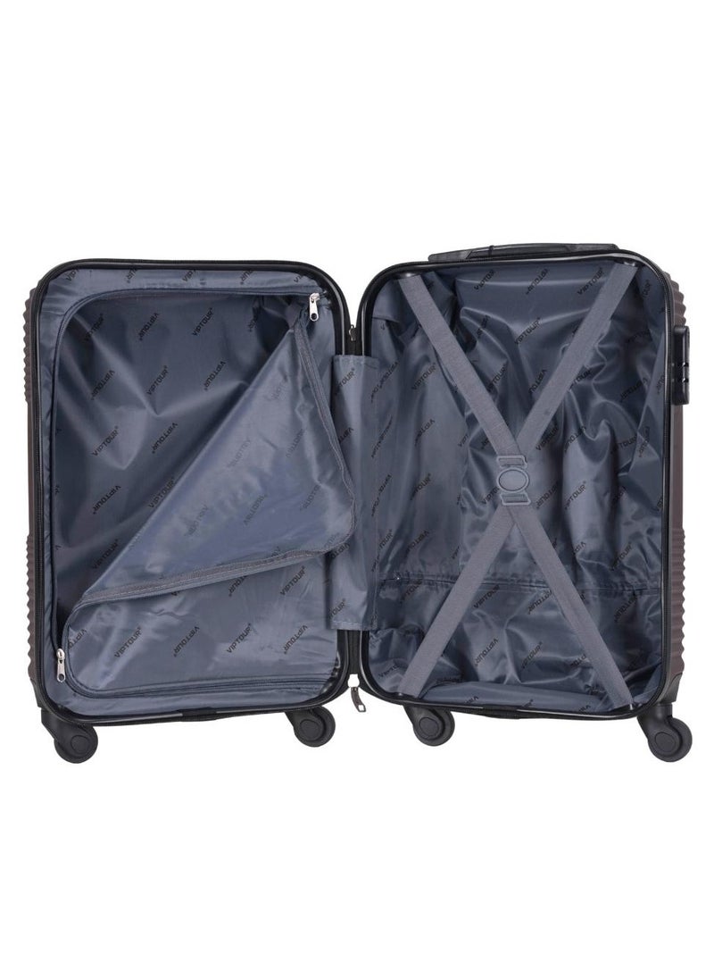 ABS Hardside 3-Piece Trolley Luggage Set, Spinner Wheels with Number Lock 20/24/28 Inches - Brown