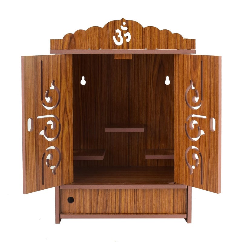 COMERT كوميرت إنتيربريس معبد خشبي MDF للتعليق على الحائط والطاولة في المنزل بلون بني 2 - Image 2