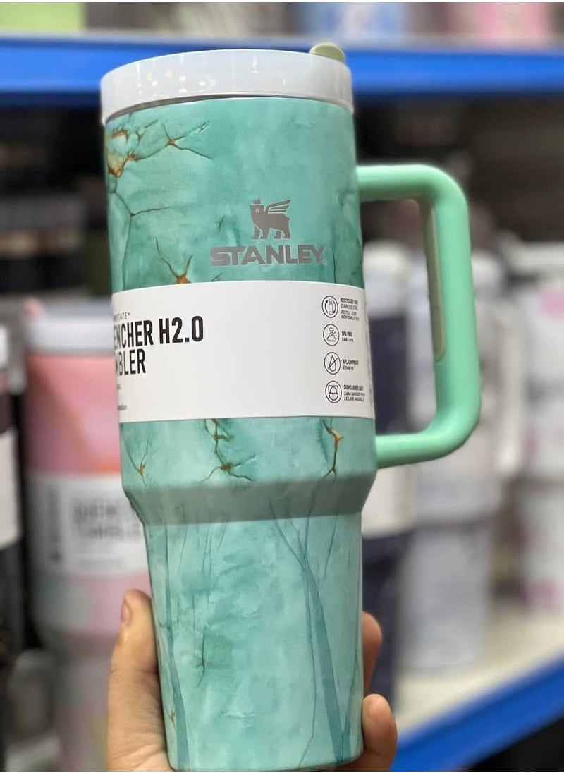 Stanley - Stanley Cup Quencher H2.0 Tumbler with Handle and Straw Proof 1200ml (macha marble) - Image 1
