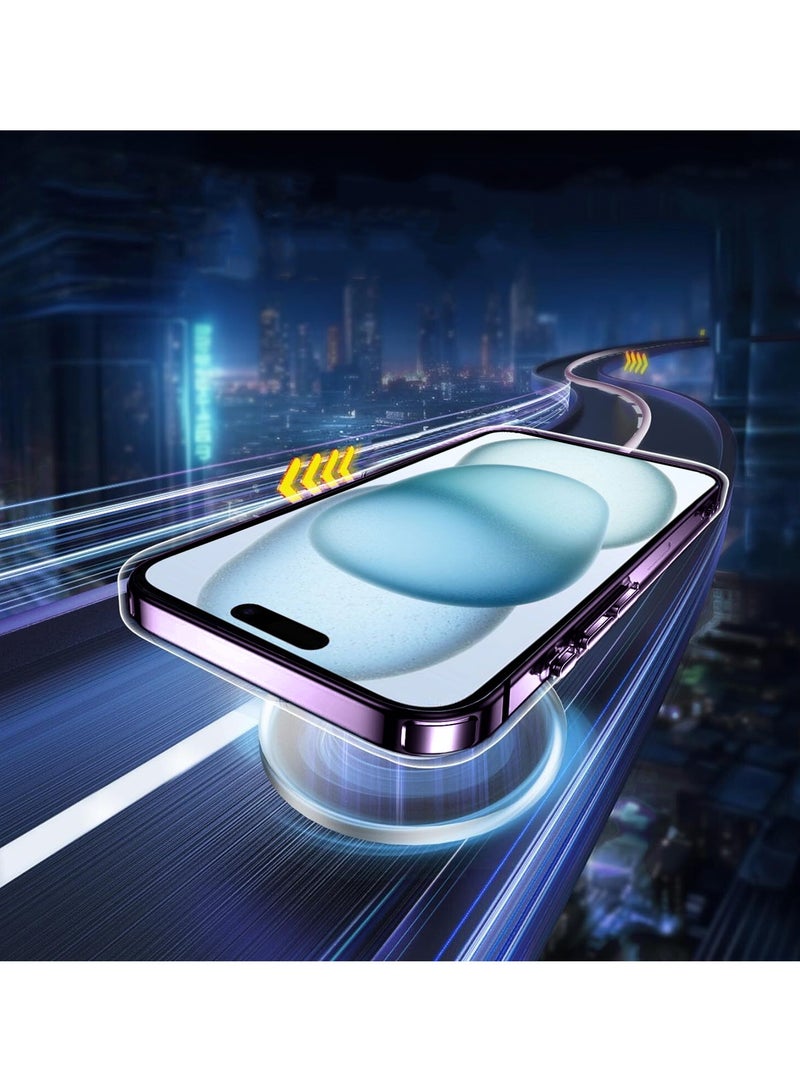 Wtech TPU Magsafe With Large Finger Hand Ring Grip Raised Bavel Camera Hole Luxury Plating Case Cover For Apple iPhone 15 Plus 2023 Eggplant Purple - Image 4