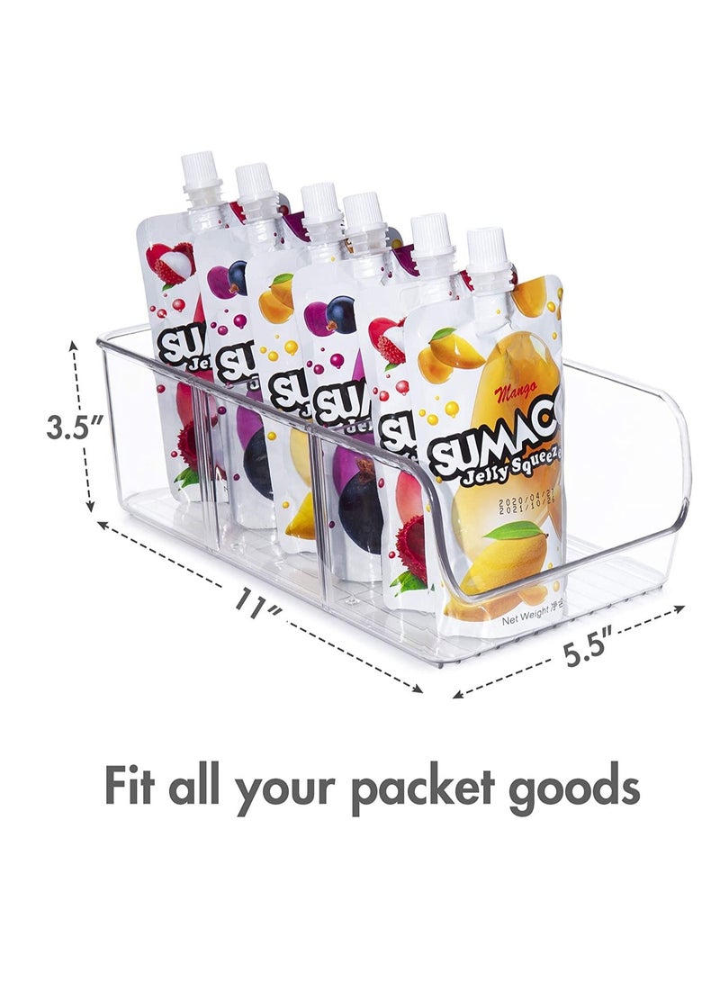 MIXDE 2 Pack Food Packet Organizer Bins, Plastic Clear Pantry Bins for Holding Seasoning Packets, Spice Packets, Pouches, Snacks in Kitchen, Cabinets or Countertop, with 2 Removable Dividers  - Image 4