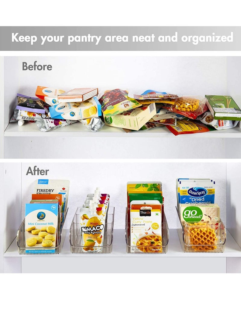 MIXDE 2 Pack Food Packet Organizer Bins, Plastic Clear Pantry Bins for Holding Seasoning Packets, Spice Packets, Pouches, Snacks in Kitchen, Cabinets or Countertop, with 2 Removable Dividers  - Image 3