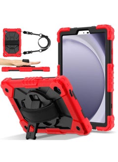 For Samsung Galaxy Tab A9 X115 Contrast Color Robot C2 Silicone Hybrid PC Tablet Case(Red Black)