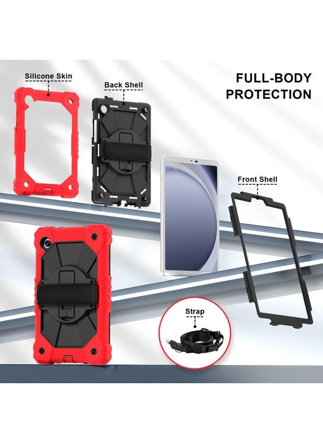 Green Tiger - For Samsung Galaxy Tab A9 X115 Contrast Color Robot C2 Silicone Hybrid PC Tablet Case(Red Black) - Image 1