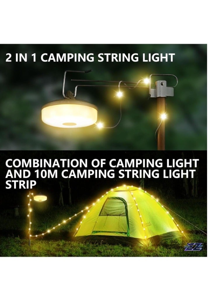 ELTRAZONE Portable Retractable Camping String Lights – 10m Waterproof LED String Lights for Outdoor Use – Ideal for Parties, Camping, Garden, and Outdoor Events – Warm White Lights, Portable and Easy to Use  - Image 2