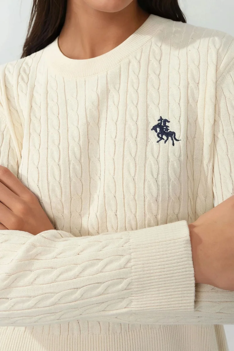 Hiccup Embroidered Sweater with Hair Braid Pattern