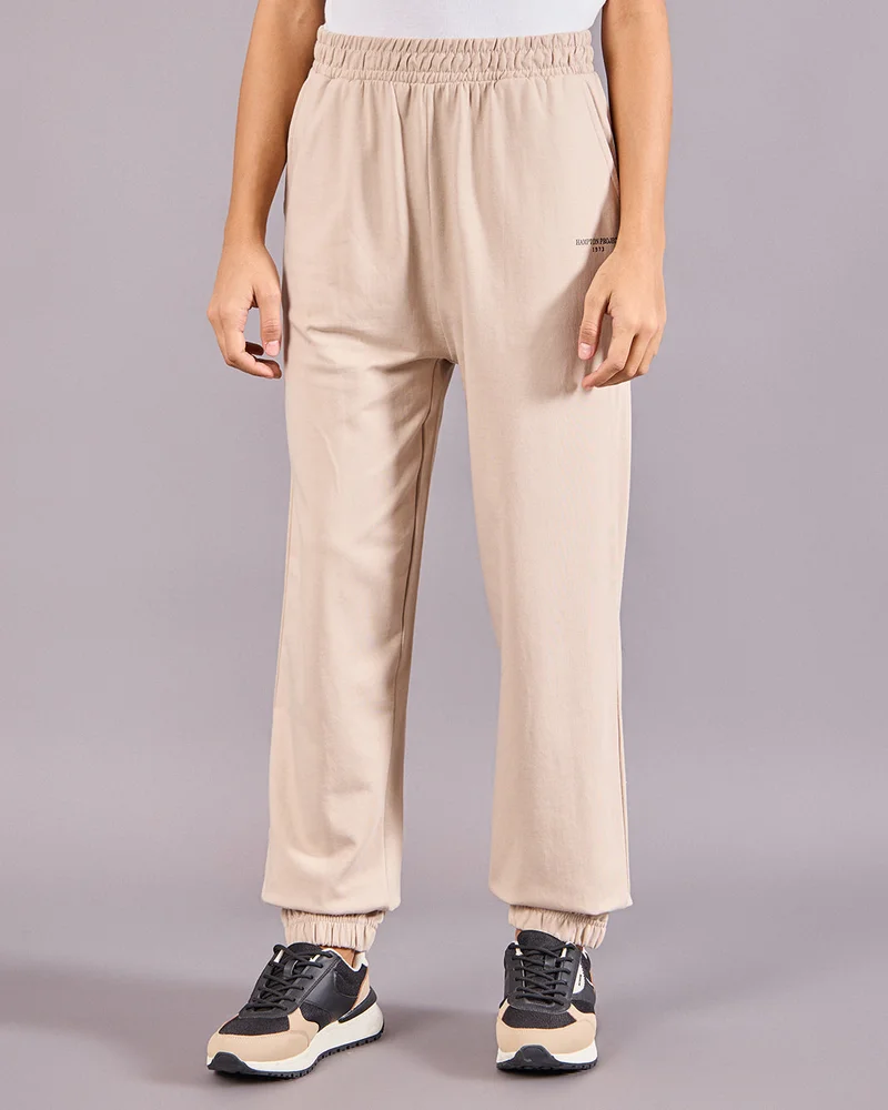 REDTAG Women Beige Solid Joggers