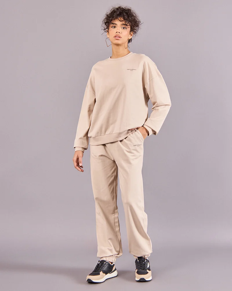 REDTAG Women Beige Solid Joggers