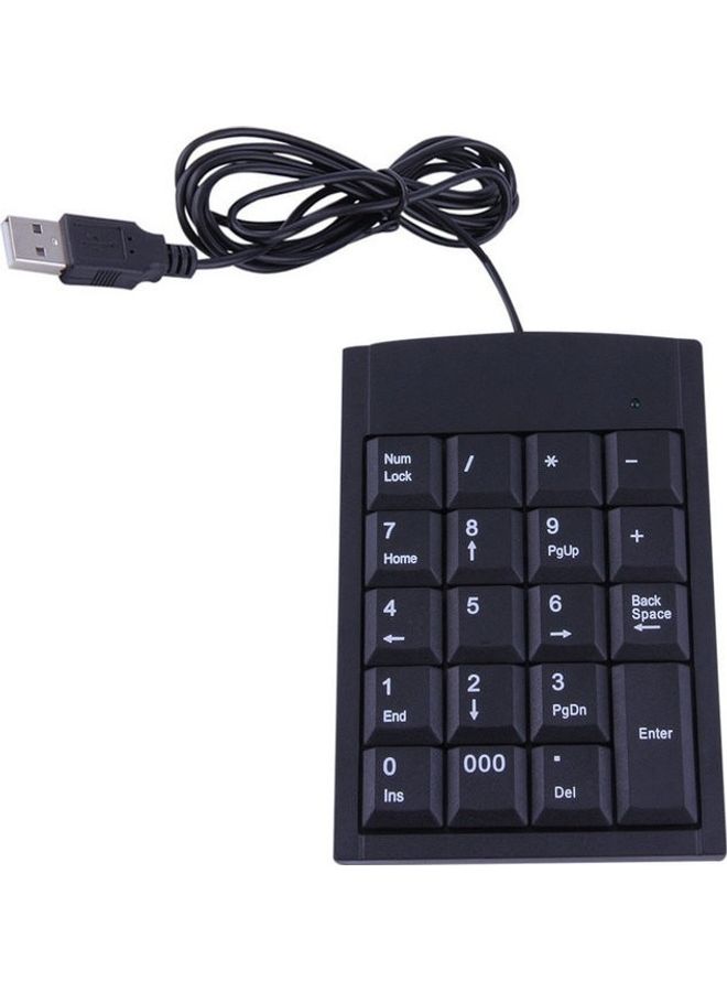 DUSALA 19 Keys Mini USB Wired Numeric Keypad Black