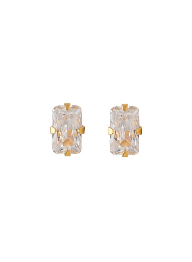 Studex 5*3MM Cubic Zirconia 24K Pure Gold Plated Ear Studs - Image 1