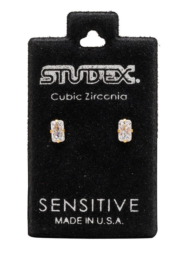 Studex 5*3MM Cubic Zirconia 24K Pure Gold Plated Ear Studs - Image 5