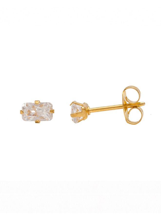 Studex 5*3MM Cubic Zirconia 24K Pure Gold Plated Ear Studs - Image 3