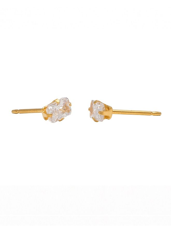 Studex 5*3MM Cubic Zirconia 24K Pure Gold Plated Ear Studs - Image 4