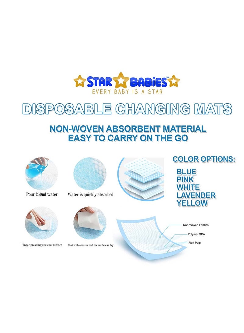 STAR BABiES Star Babies (Changing mat Large (45cm x 60cm) 36pcs with Diaper Bag Caddy) - Blue  - Image 3