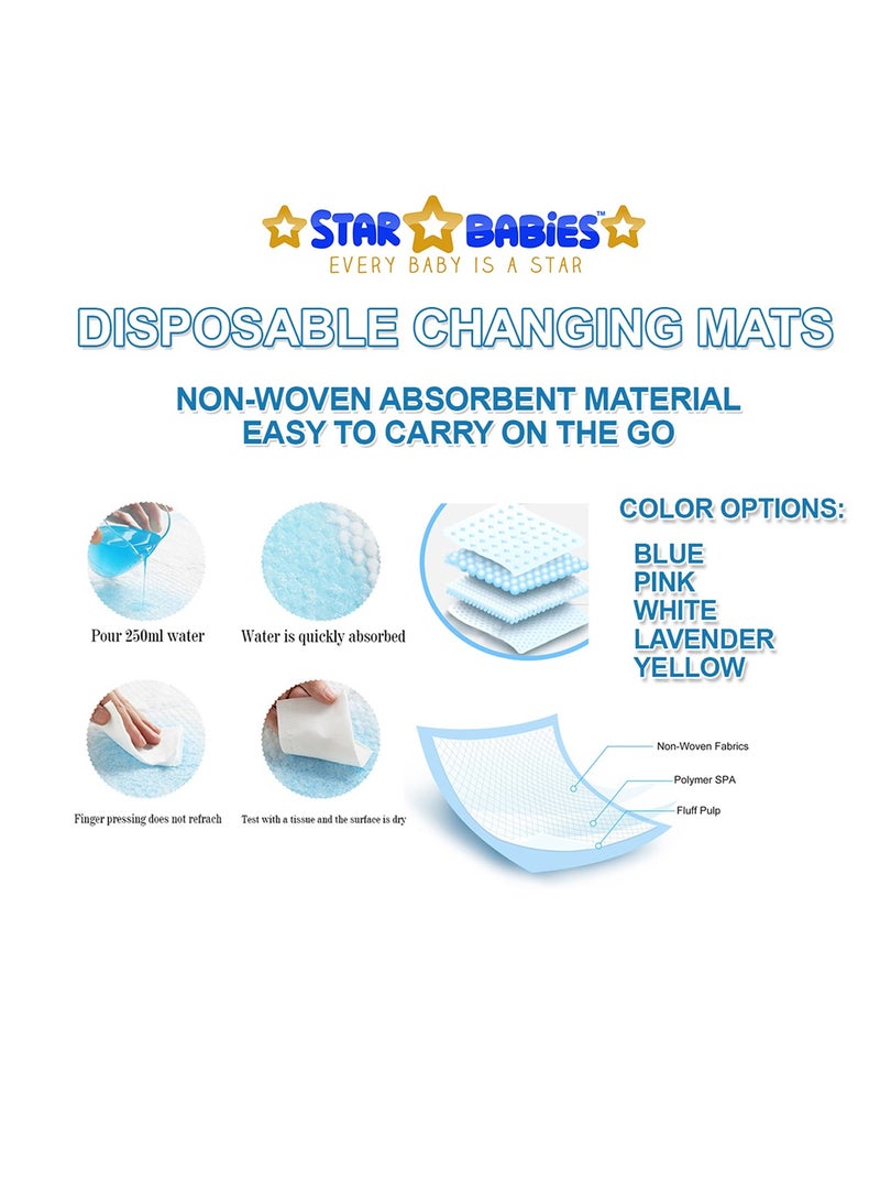 STAR BABiES Star Babies (Changing mat Large (45cm x 60cm) 36pcs with Diaper Bag Caddy) - Blue  - Image 5