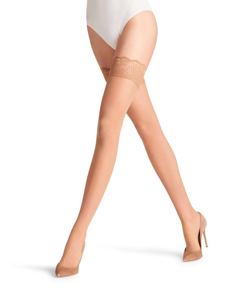FALKE Women's Matte Deluxe 20 Denier Thigh Highs, Lace Trim Tops with Non Slip Grips, Fine Sheer Transparent, Nylon, 1 Pair - Image 1