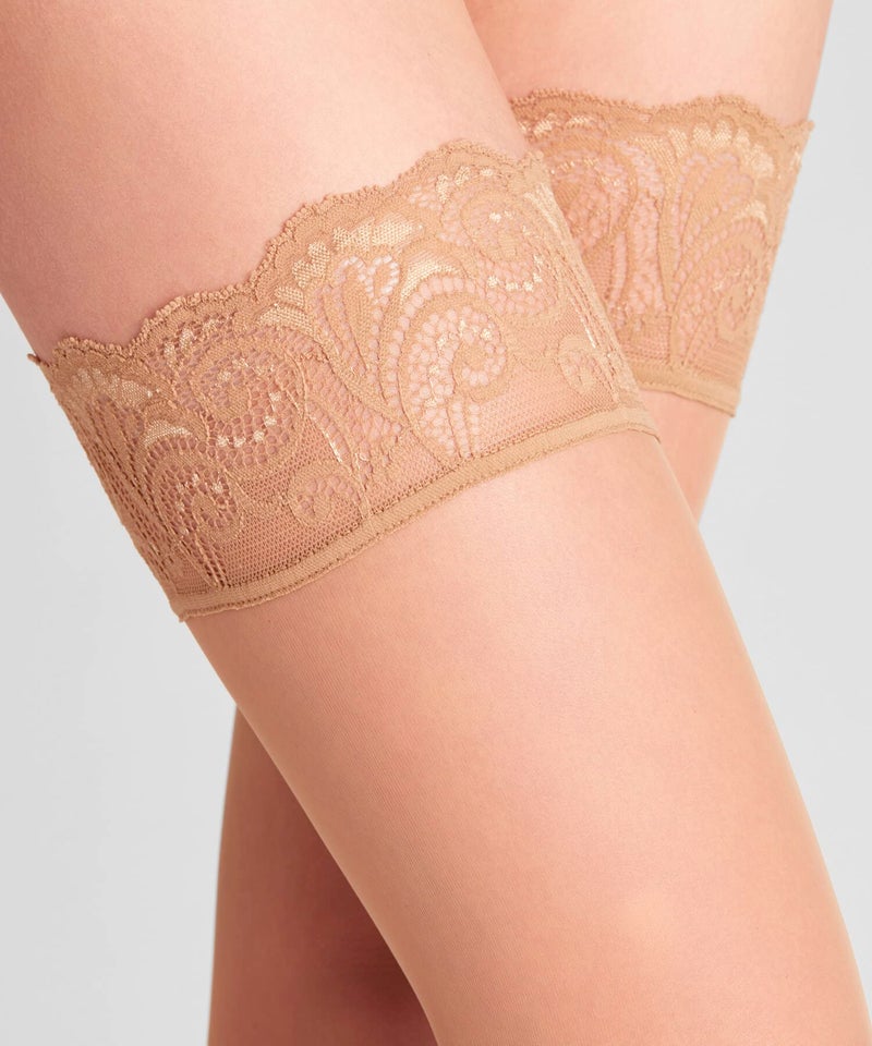FALKE Women's Matte Deluxe 20 Denier Thigh Highs, Lace Trim Tops with Non Slip Grips, Fine Sheer Transparent, Nylon, 1 Pair - Image 4