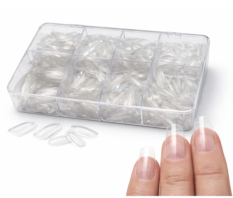 فيندكس ٥٠٠ قطعة من أطراف الأظافر الشفافة - أظافر صناعية احترافية نصف تغطية بأحجام متعددة - وصلات أظافر أكريليك شفافة للاستخدام في الصالونات والمنزل - Image 1