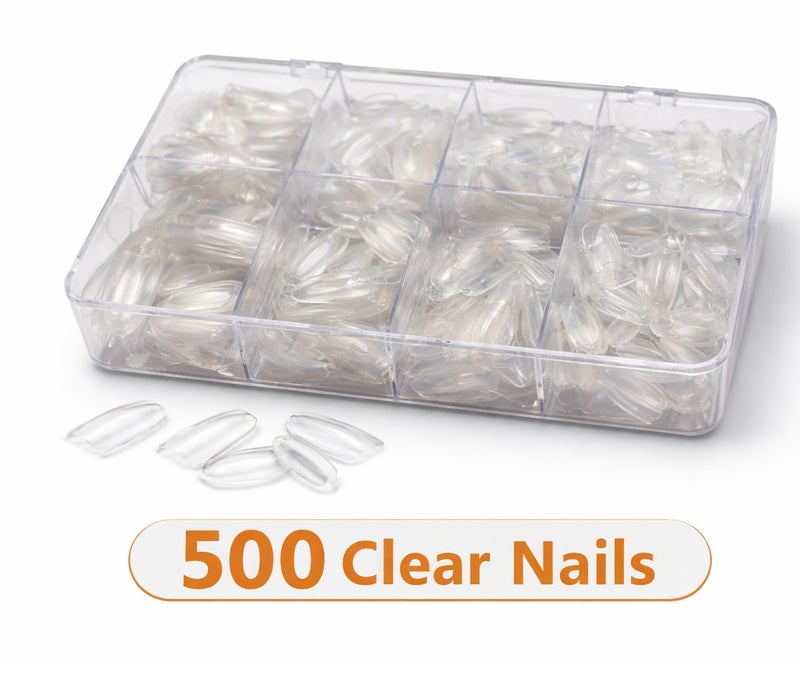 فيندكس ٥٠٠ قطعة من أطراف الأظافر الشفافة - أظافر صناعية احترافية نصف تغطية بأحجام متعددة - وصلات أظافر أكريليك شفافة للاستخدام في الصالونات والمنزل - Image 2