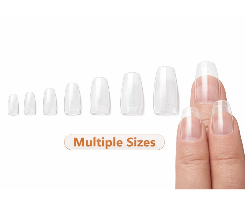 فيندكس ٥٠٠ قطعة من أطراف الأظافر الشفافة - أظافر صناعية احترافية نصف تغطية بأحجام متعددة - وصلات أظافر أكريليك شفافة للاستخدام في الصالونات والمنزل - Image 3