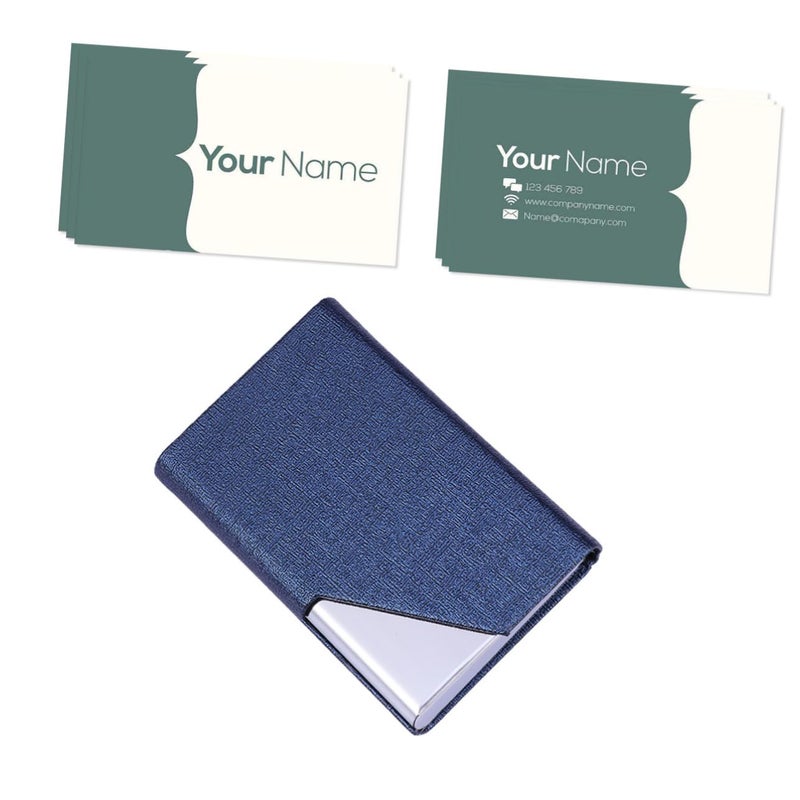 Stainless Steel Leather Business Card Holder Compact Credit Card Organizer Case - Image 2