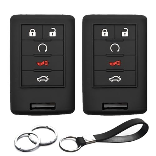 INFIPAR 2pcs Compatible with Cadillac ATS CTS DTS XTS SRX STS Escalade ESV Chevrolet Corvette Impala Monte Carlo Buick Lucerne OUC6000066 Silicone Key Fob Cover Case Protector Keyless Remote Holder - Image 1