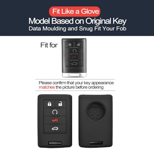 INFIPAR 2pcs Compatible with Cadillac ATS CTS DTS XTS SRX STS Escalade ESV Chevrolet Corvette Impala Monte Carlo Buick Lucerne OUC6000066 Silicone Key Fob Cover Case Protector Keyless Remote Holder - Image 2