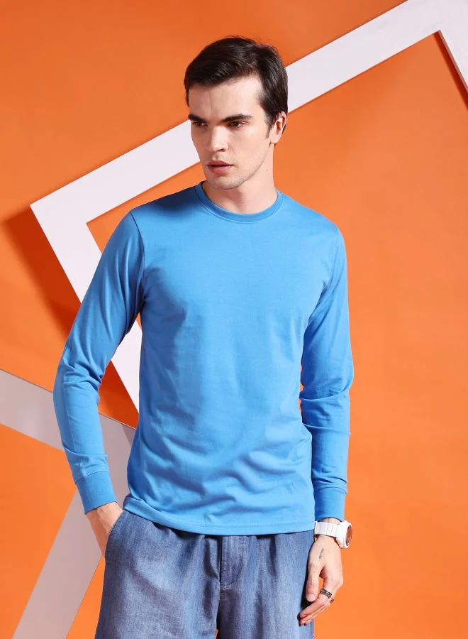 شركة المرآب الهندية Men Slim Fit Solid Round Neck Tshirt