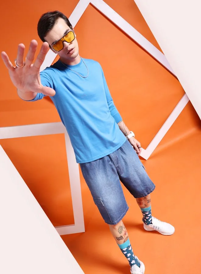 شركة المرآب الهندية Men Slim Fit Solid Round Neck Tshirt