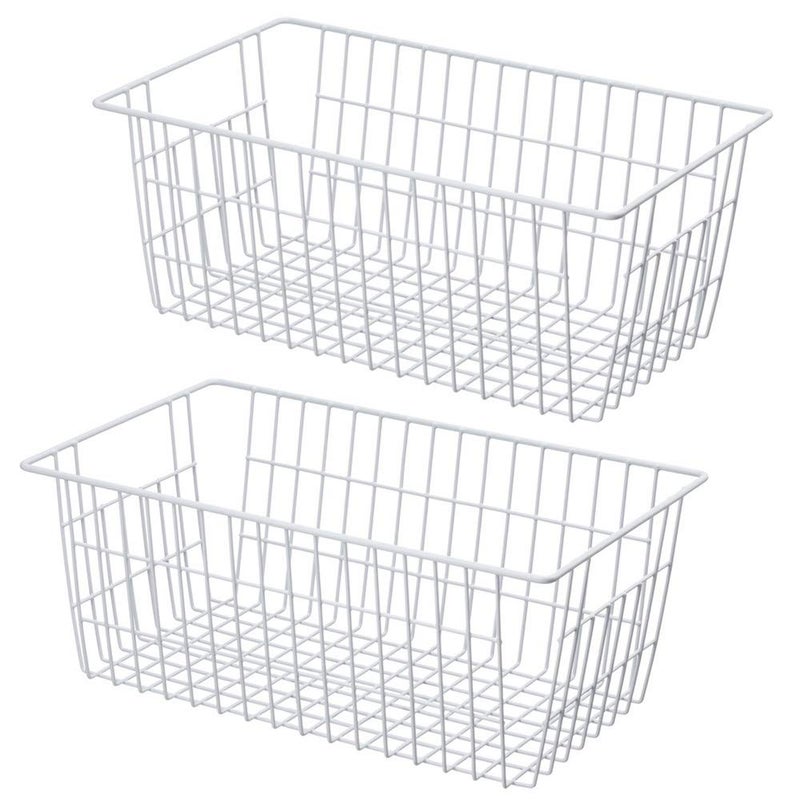 SANNO Freezer Baskets, Pantrty Storage Bins, Farmhouse Metal Wire Organizer for Kitchen Pantry Organizer 14"x11"x6" - Image 4
