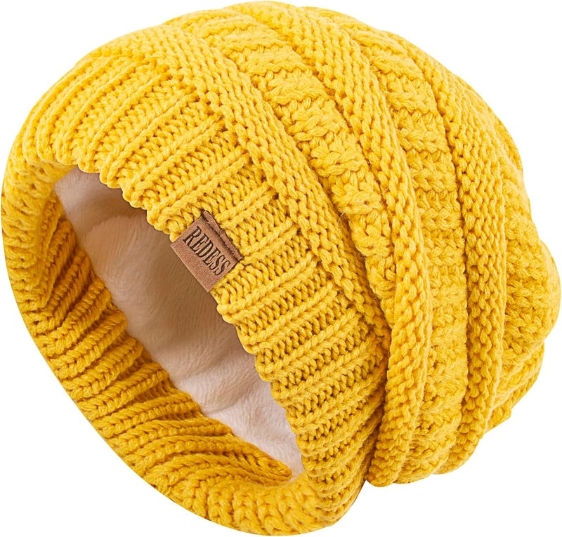 REDESS Slouchy Beanie Hat for Men and Women Winter Warm Chunky Soft Oversized Cable Knit Cap - Image 3
