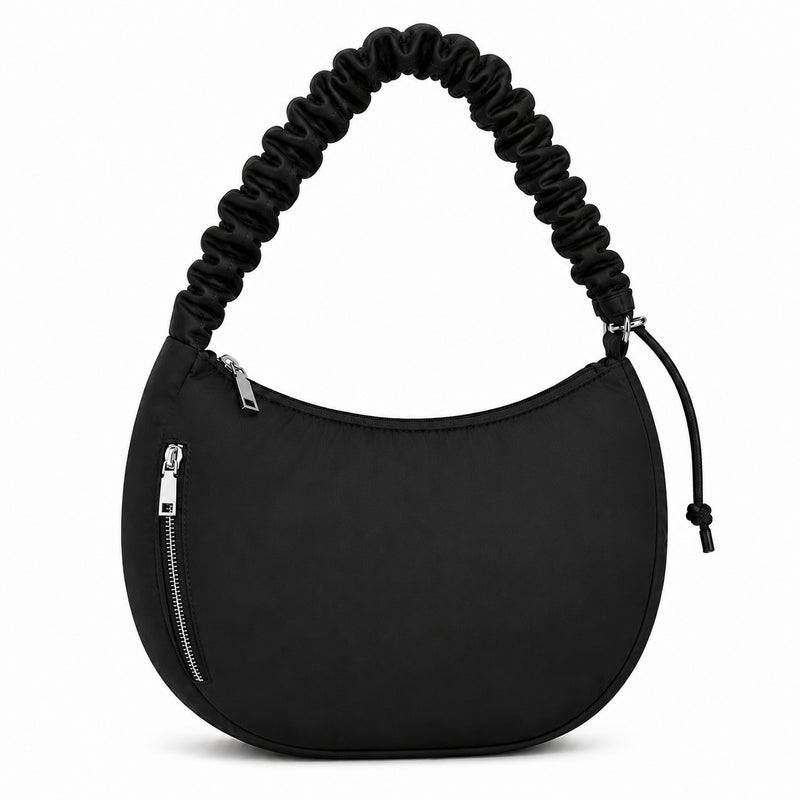 Crescent Shoulder Bag for Women, Lightweight Hobo Handbag with Scrunchie Shoulder Strap, Zipper Closure, Spacious Everyday Purse for Work, Office, Travel, Shopping, College, Casual Outings and Daily Use