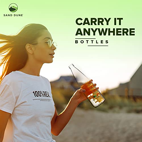 SAND DUNE Set of 4, 500 ml Each ROPP Glass water bottle, with Leak-Proof Airtight Stainless-Steel Lid for Water, Smoothie, Juices - Reusable Travel Glass Drinking Fridge Bottles - Image 2
