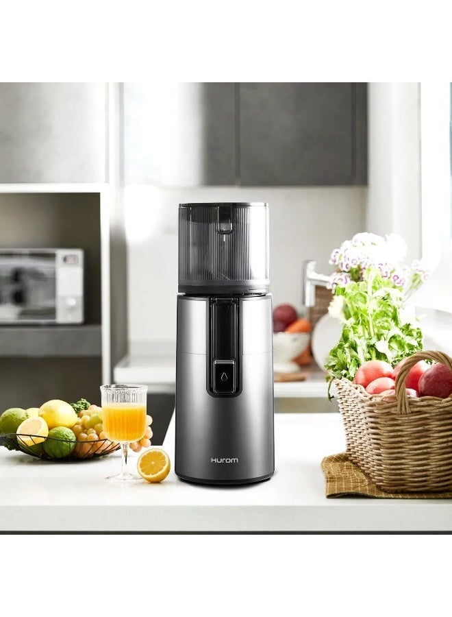 Hurom Cold Press Slow Juicer, Large Hopper for Whole Fruits & Vegetables, Quiet 150W Motor, Easy Clean Masticating Juicer with Slow Squeeze Technology, Titanium Body, Matte Grey Finish - H400 - Image 4