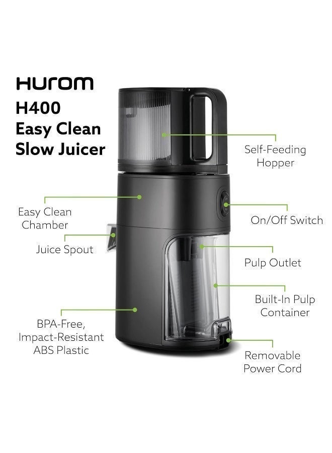 Hurom Cold Press Slow Juicer, Large Hopper for Whole Fruits & Vegetables, Quiet 150W Motor, Easy Clean Masticating Juicer with Slow Squeeze Technology, Titanium Body, Matte Grey Finish - H400 - Image 5