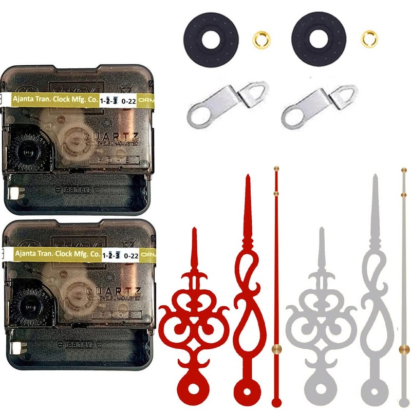 YOPY � Combo 2 of Ajanta Mfg. Battery Operated Plastic Ticking Wall Clock Movement Machine with Hands (Needles : Antique Maroon,Silver) - Image 1