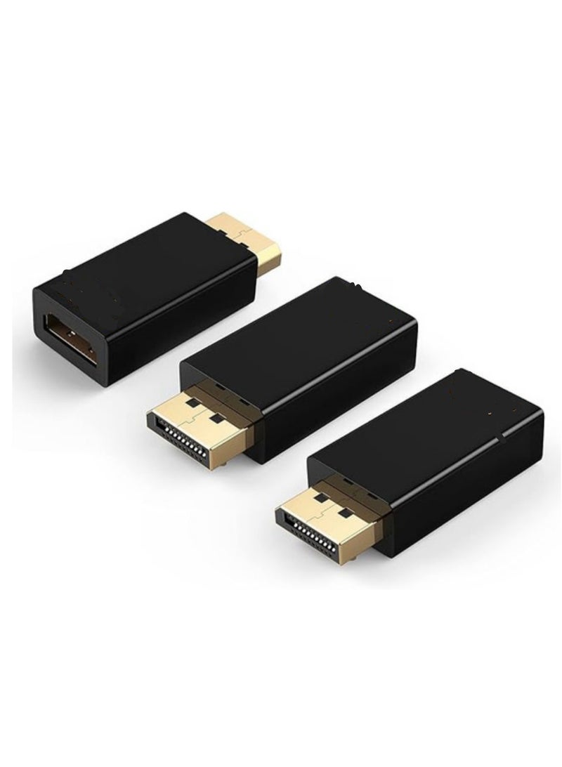 DisplayPort Male to HDMI Female Adapter, 1080P 4K 3D Gold-Plated, Version 1.4V – Pack of 3  - Image 1