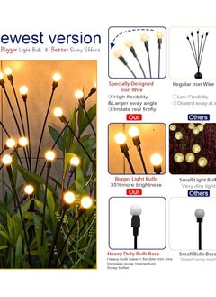 OTTAL Solar Garden Lights - New Upgraded Solar Swaying Light, Sway by Wind, Solar Outdoor Lights, Yard Patio Pathway Decoration, High Flexibility Iron Wire & Heavy Bulb Base, Warm White  - Image 3