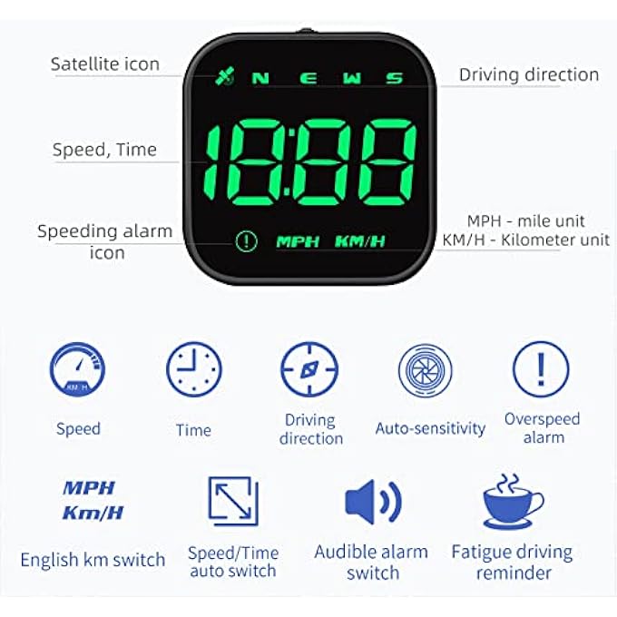 ريحني عداد سرعة رقمي جي بي إس من جي إكسيندزكج، شاشة عرض أمامية جديدة للسيارات مزودة بخاصية تحديد المواقع، مع سرعة رقمية بالميل/الساعة، وكم/ساعة، ومناسب للسيارات والشاحنات والسيارات الكهربائية الهجينة، جي 4 إس جرين - Image 4
